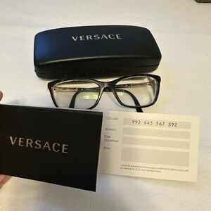 Versace Black and Green Havana Frame Eyewear